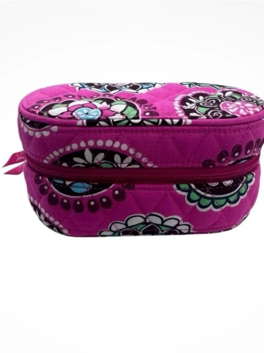 Vera Bradley Quilted Pink Zip Around Jewelry Travel Box Case